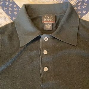 Jos A Bank Polo-Style Mens Black Long-Sleeved Shirt